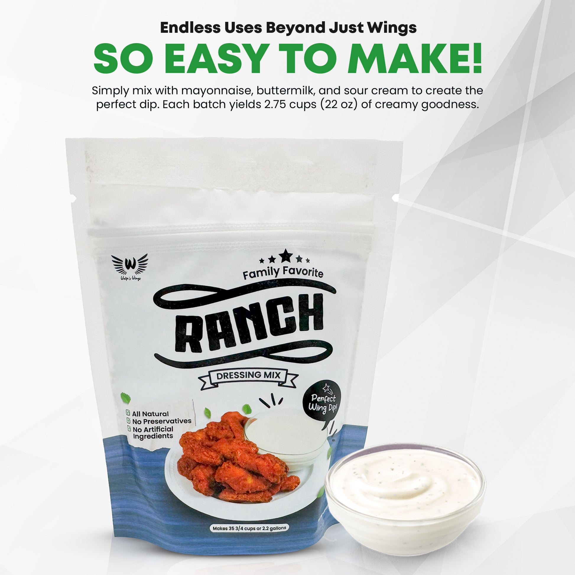All Natural Ranch Dressing Mix Wolfe's Wings All Natural Ranch Dressing Mix Wolfe's Wings